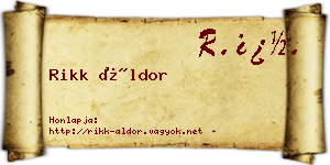Rikk Áldor névjegykártya